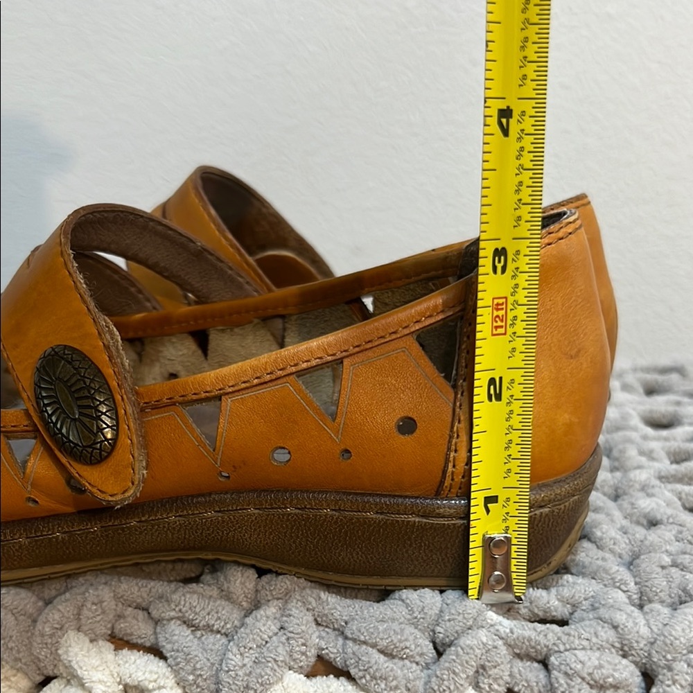 Umberto Raffini Tan Leather Mary Jane Flat with Perforated Design - Picture 13 of 14